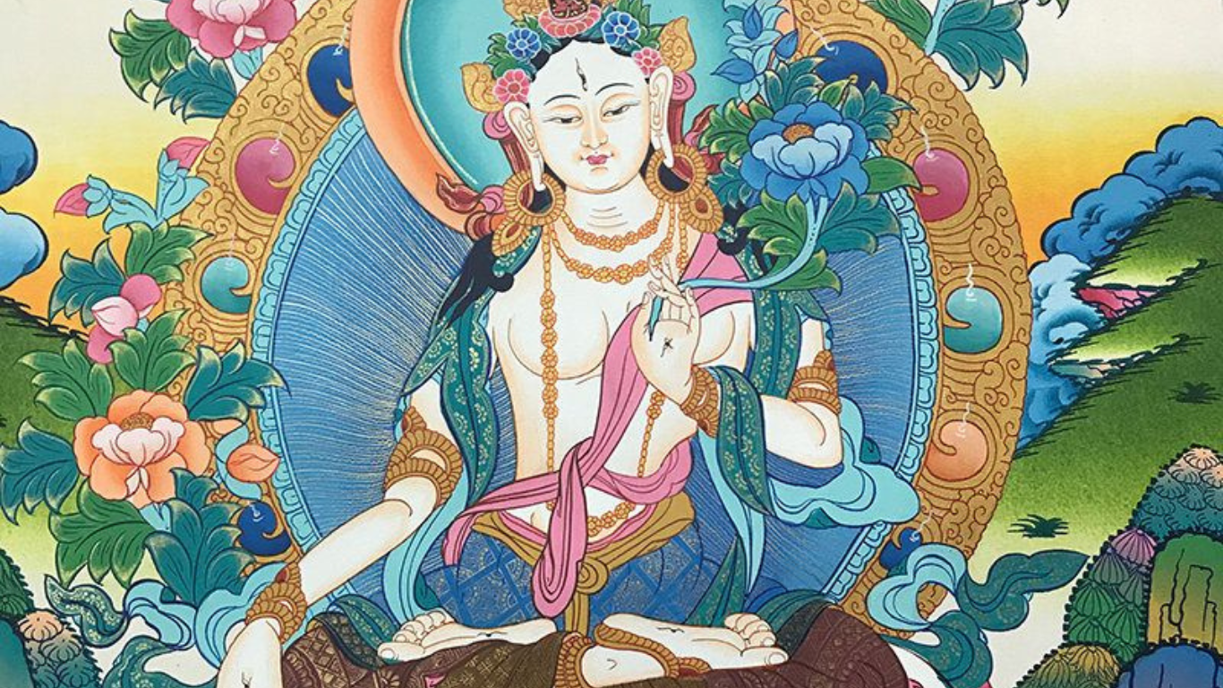 white tara mantra healing goddess depiction symbolism